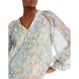 Philosophy Women's Top 1X Pastel‎ Multi Light Weight Long Sleeve Ruched Wrists
